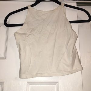 White high neck crop top